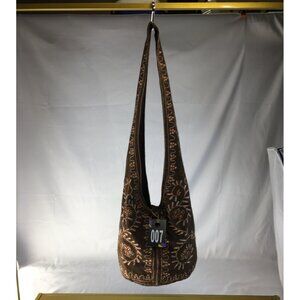 Vintage Hobo Sling Crossbody Shoulder Bag Cotton Floral Pattern Embroidered